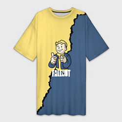 Футболка женская длинная Fallout logo boy, цвет: 3D-принт