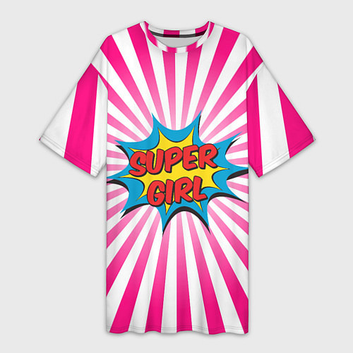 Женская длинная футболка Super Girl / 3D-принт – фото 1