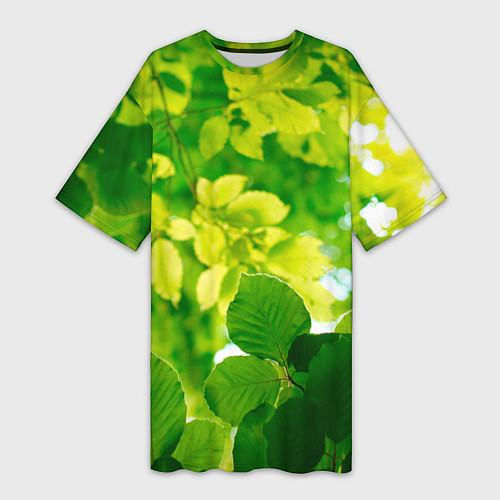 Женская длинная футболка Листья / 3D-принт – фото 1
