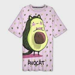 Женская длинная футболка Авокадо Кот