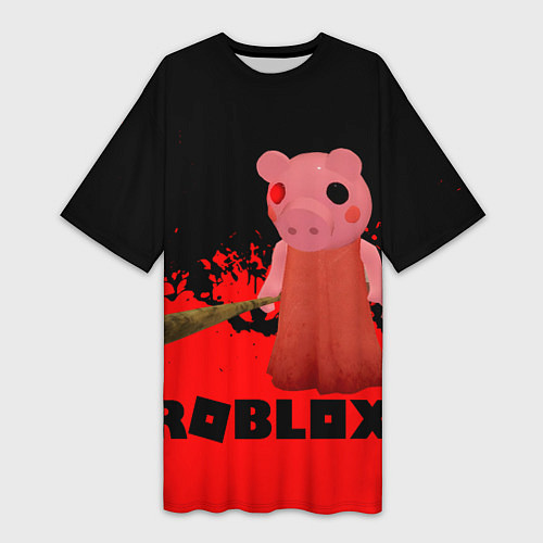 Женская длинная футболка Roblox Piggy / 3D-принт – фото 1