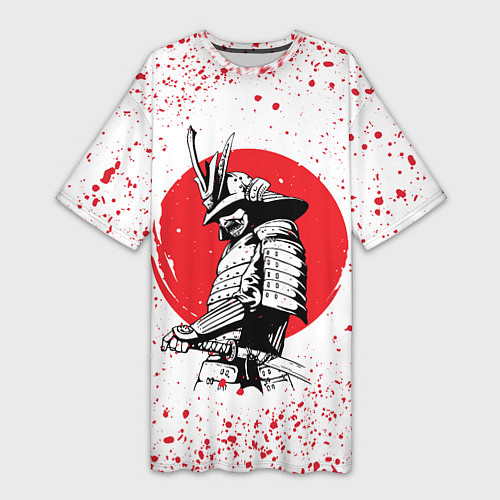 Женская длинная футболка Самурай в каплях крови Z / 3D-принт – фото 1