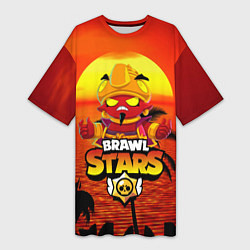 Женская длинная футболка BRAWL STARS EVIL GENE В ЛЕТО