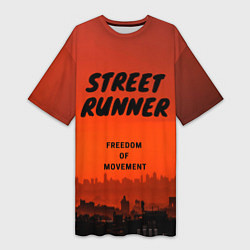 Футболка женская длинная Street runner, цвет: 3D-принт