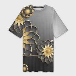 Женская длинная футболка 3D цветы