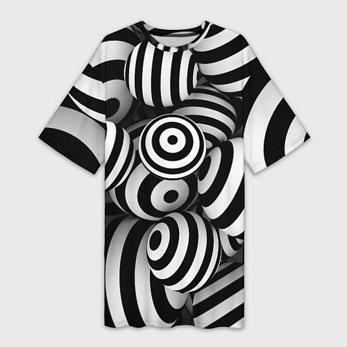 Женская длинная футболка Полосатые 3D круги / 3D-принт – фото 1