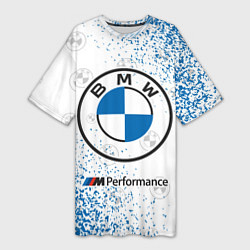 Футболка женская длинная BMW БМВ, цвет: 3D-принт