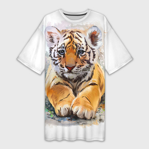 Женская длинная футболка Tiger Art / 3D-принт – фото 1