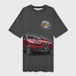 Футболка женская длинная Alfa Romeo - Italy, цвет: 3D-принт