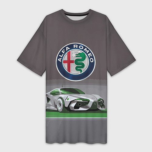 Женская длинная футболка Alfa Romeo motorsport / 3D-принт – фото 1