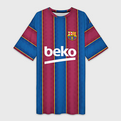 Футболка женская длинная FC Barcelona 2021, цвет: 3D-принт