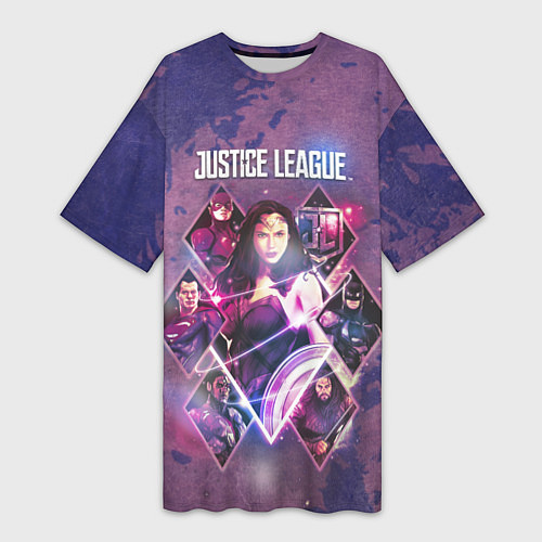 Женская длинная футболка Justice League / 3D-принт – фото 1