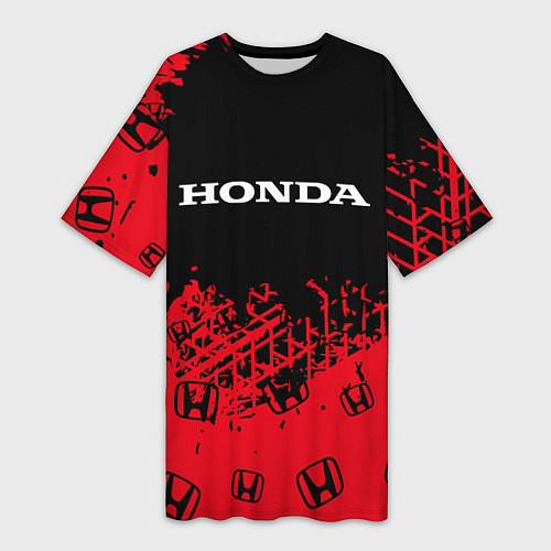 Женская длинная футболка HONDA ХОНДА / 3D-принт – фото 1