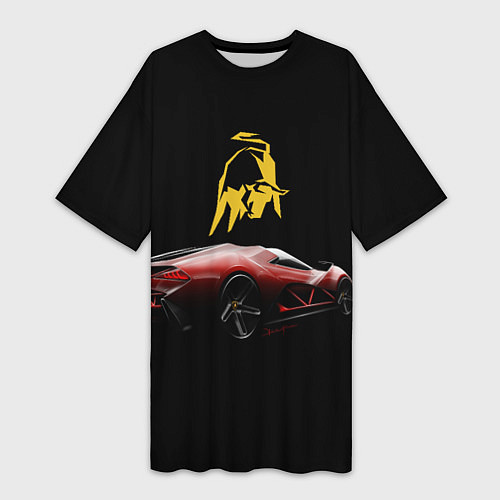 Женская длинная футболка Lamborghini - motorsport / 3D-принт – фото 1