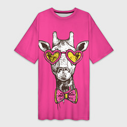 Женская длинная футболка Жираф в очках