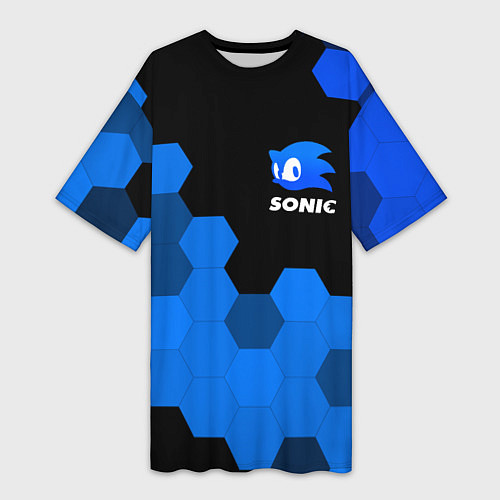Женская длинная футболка СОНИК SONIC / 3D-принт – фото 1