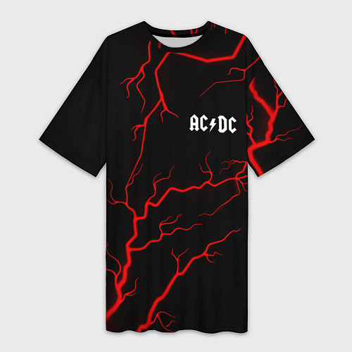 Женская длинная футболка AC DС / 3D-принт – фото 1