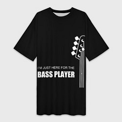 Футболка женская длинная BASS PLAYER GUITAR, цвет: 3D-принт