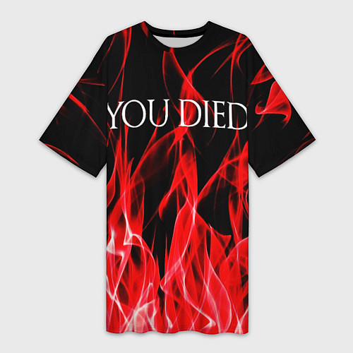 Женская длинная футболка YOU DIED / 3D-принт – фото 1