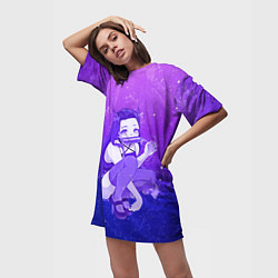 Футболка женская длинная Nezuko, цвет: 3D-принт — фото 2