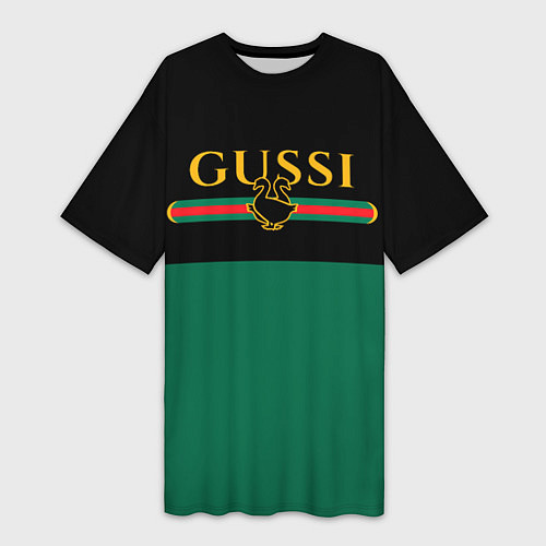 Женская длинная футболка GUSSI ГУСИ / 3D-принт – фото 1