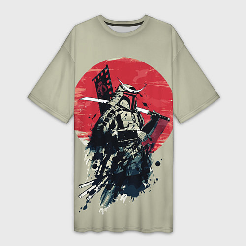 Женская длинная футболка Samurai man / 3D-принт – фото 1