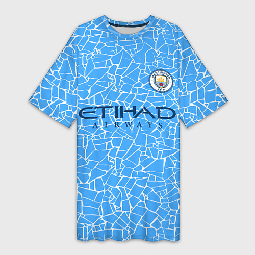 Женская длинная футболка Manchester City 2021 Home Kit / 3D-принт – фото 1