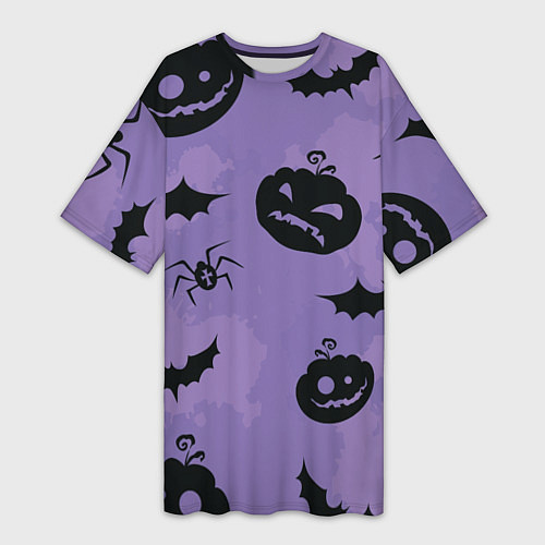 Женская длинная футболка Фиолетовый хэллоуин / 3D-принт – фото 1