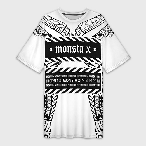 Женская длинная футболка Monsta X / 3D-принт – фото 1