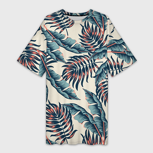 Женская длинная футболка Тихие тропики / 3D-принт – фото 1
