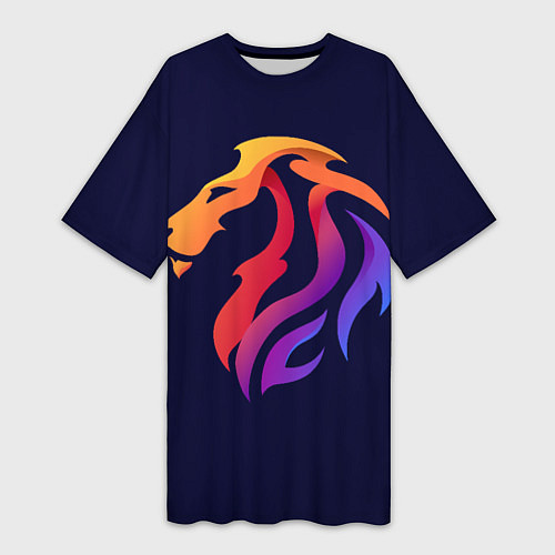 Женская длинная футболка Градиентный лев в минимализме / 3D-принт – фото 1
