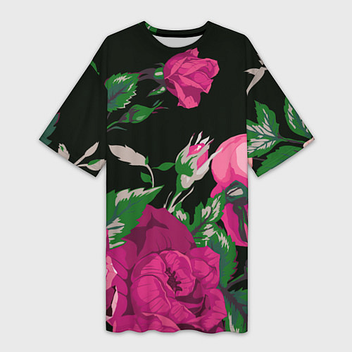 Женская длинная футболка Розы / 3D-принт – фото 1