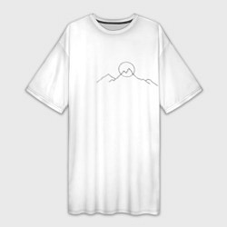 Женская длинная футболка Минимализм силуэт горы