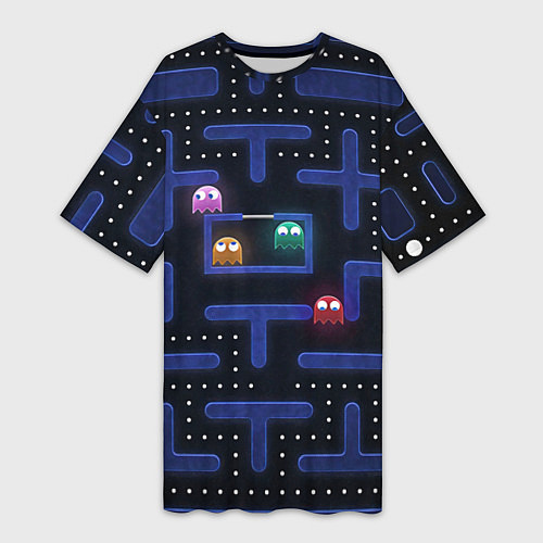 Женская длинная футболка Pacman / 3D-принт – фото 1