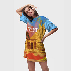 Футболка женская длинная Египет Пирамида Хеопса, цвет: 3D-принт — фото 2
