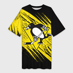 Футболка женская длинная Pittsburgh Penguins Sport, цвет: 3D-принт