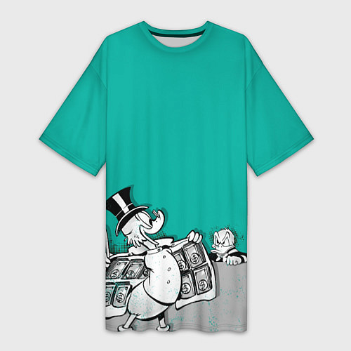 Женская длинная футболка Скрудж и Дональд / 3D-принт – фото 1