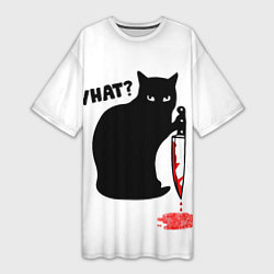 Женская длинная футболка What Cat