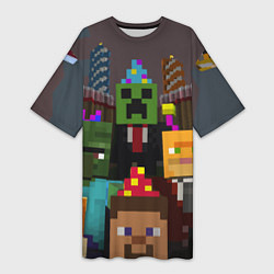 Женская длинная футболка Minecraft - characters - video game