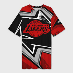 Женская длинная футболка LA LAKERS RED