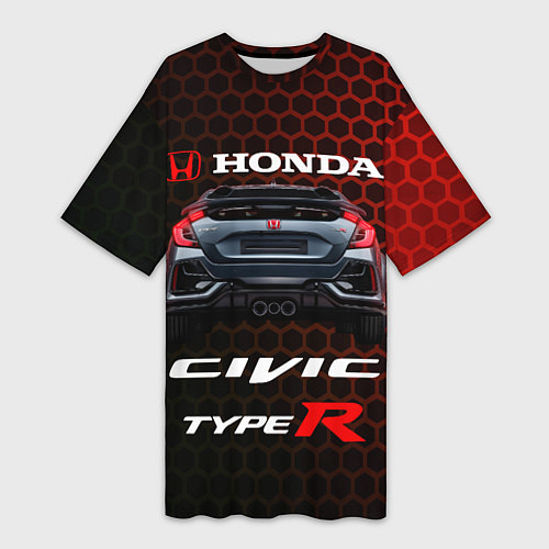 Женская длинная футболка Honda Civic Type R / 3D-принт – фото 1