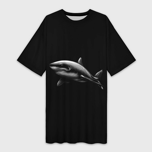 Женская длинная футболка Акула / 3D-принт – фото 1