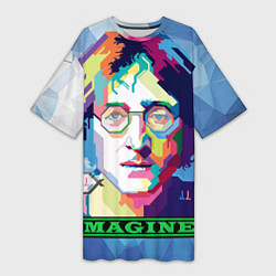 Футболка женская длинная Джон Леннон Imagine, цвет: 3D-принт