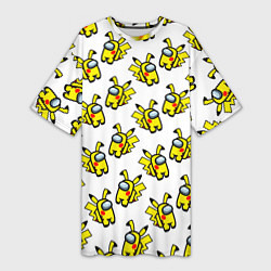 Женская длинная футболка Among us Pikachu