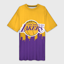 Футболка женская длинная LOS ANGELES LAKERS, цвет: 3D-принт