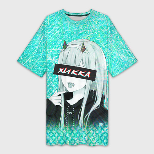 Женская длинная футболка Zero Two Хикка / 3D-принт – фото 1