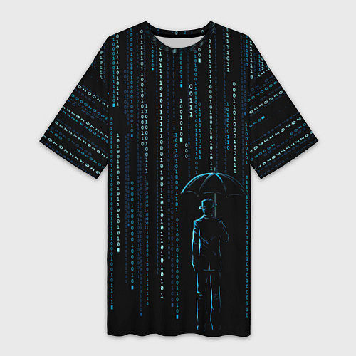 Женская длинная футболка Двоичный дождь, матрица / 3D-принт – фото 1