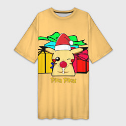 Женская длинная футболка New Year Pikachu