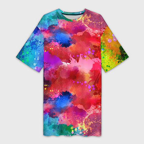 Женская длинная футболка Брызги красок / 3D-принт – фото 1