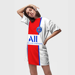 Футболка женская длинная PSG, выездная сезон 2021, цвет: 3D-принт — фото 2